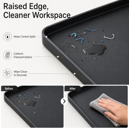 Silicone Mat for 3D Printers, Anti-Slip, with Raised Edge, 23.62''x15.74''