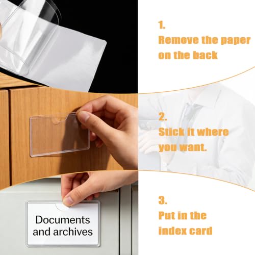 100 Packs Clear Adhesive Pockets Label Holders 3.7 x 2.28''