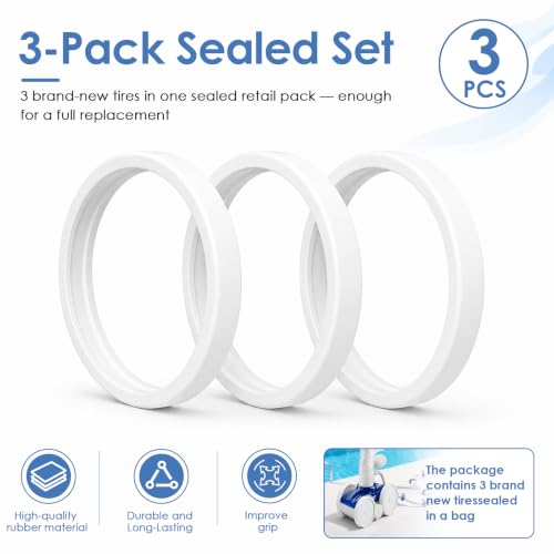MAKHOON C10 Pool Cleaner Replacement Tire, All Purpose Compatible with Polaris 180 280 360 380 Pool Cleaners, 3 Pack - size: 3P