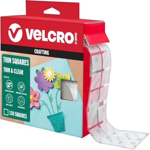 VELCRO Brand Clear Mounting Dots Square | Double Sided | For Indoor Use | Low Profile | 7/8 inch, 150 Dots, Pack of 12 - size: 7/8 in (150Pk) (Pack of 12), style: Squares