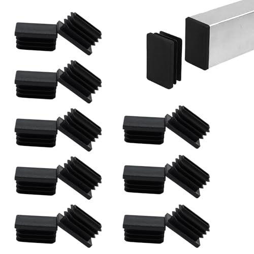 16 Pack 1/2" x 1" Black Rectangular Tube End Cap Plastic Plugs - color: Black, size: 1" x 1/2" - 16 pcs