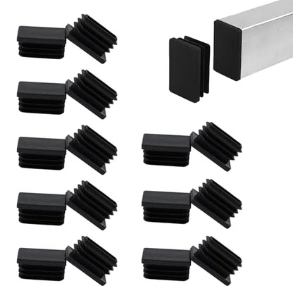 16 Pack 1/2" x 1" Black Rectangular Tube End Cap Plastic Plugs - color: Black, size: 1" x 1/2" - 16 pcs