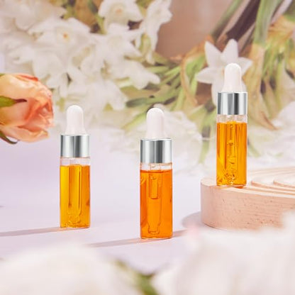 Didaey 100 Pcs Mini Glass Oil Dropper Bottle, 5 ml, Classic Silver - color: Classic Silver, size: 5 ml