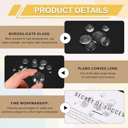 PATIKIL 8 Pack Convex Lens,18mm OD 28mm Focal Length Optical Lenses - size: 18mm OD x 4.9mm H x 28mm Focal L