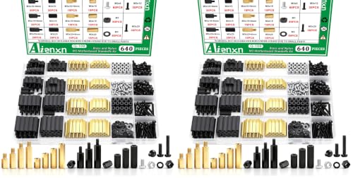 640PCS M3 Brass and Nylon Motherboard Standoffs Kit, Male Female Hex Spacer Standoff Screws Nuts Suitable for Circuit Board, PCB Board etc (Pack of 2) - color: Yellow & Black, size: 640PCS (Pack of 2)