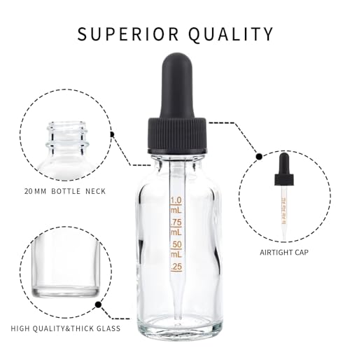 1oz 30ml Clear Glass Bottles with Graduated Dropper, 3 Pack