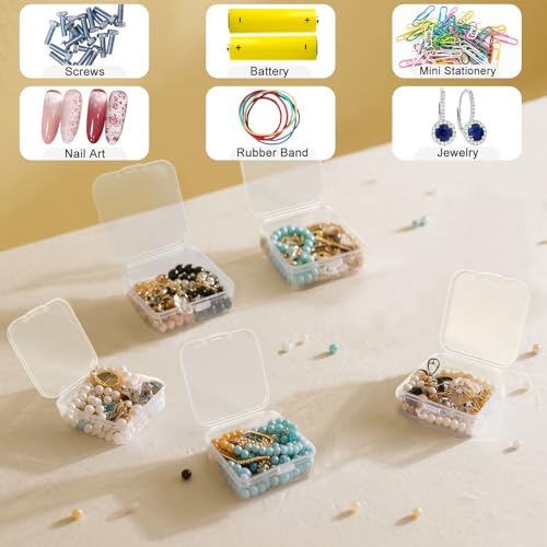 Guyuyii 15 Clear Plastic Bead Storage Containers with Hinged Lids & Labels - size: 15 Pcs