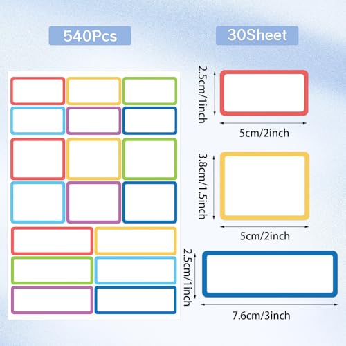 540Pcs Removable Labels, Colored Labels Stickers - color: Bright