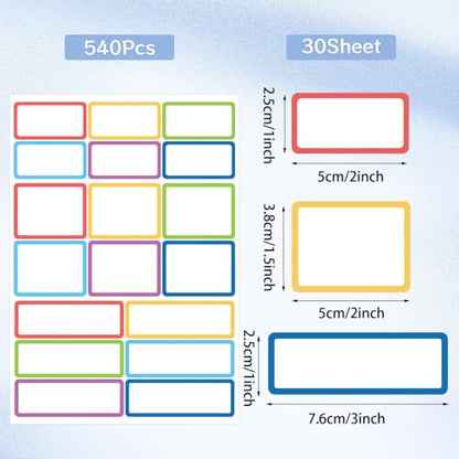 540Pcs Removable Labels, Colored Labels Stickers - color: Bright