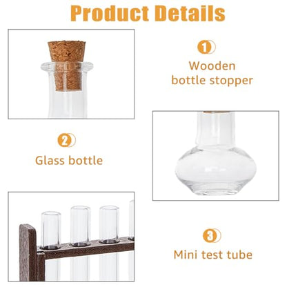 Mini Glass Test Tube Set with Wooden Rack - color: Coconut Brown