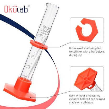Graduated Cylinder, 3pcs of Vol.10ml 50ml 100ml, Borosilicate 3.3 Glass Cylinder, Lab Cylinders Glass Measuring Cylinder,MCGS1A1 - style: 10ml,50ml,100ml and 1 pc Brush