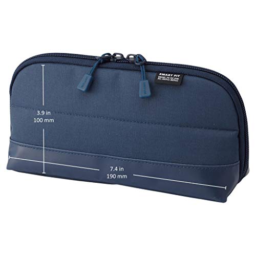 LIHITLAB Compact Pen Case, Water & Stain Repellent - color: Navy, style: Wide Open