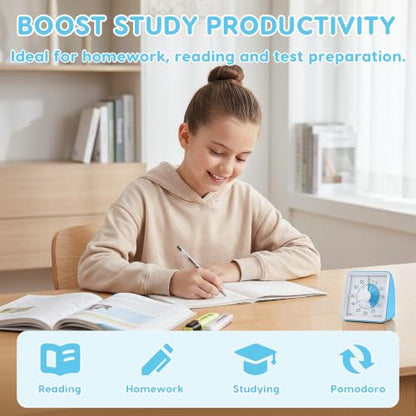 Secura Visual Timer for Kids, 60 Minute Classroom Countdown Timer for Study - color: Blue & Blue