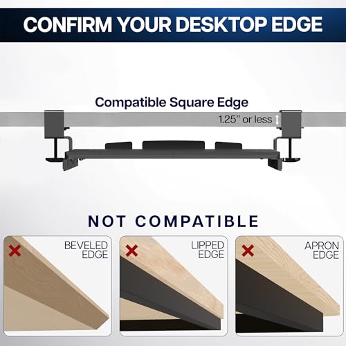 VIVO Light Wood Clamp-on 20 x 11 in Keyboard Tray, MOUNT-KB05ES-A - color: Light Wood, size: 20 inch