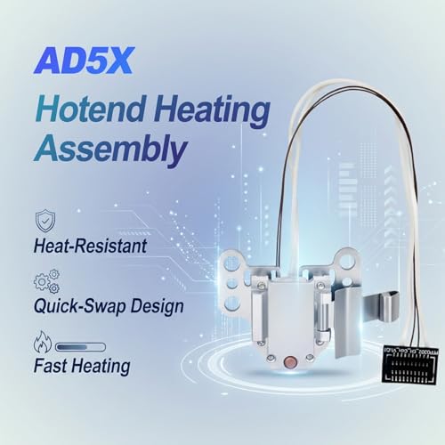 Hotend Heating Assembly Kit for AD5X 3D Printer, Hot End Heating Block Component with Heater Cartridge & Thermistor Sensor & Heat-Insulating Clip for Fast & Stable Heating - size: AD5X