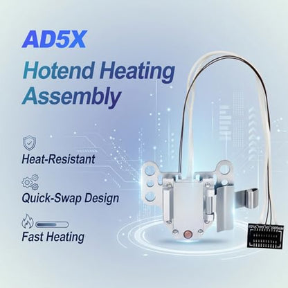 Hotend Heating Assembly Kit for AD5X 3D Printer, Hot End Heating Block Component with Heater Cartridge & Thermistor Sensor & Heat-Insulating Clip for Fast & Stable Heating - size: AD5X