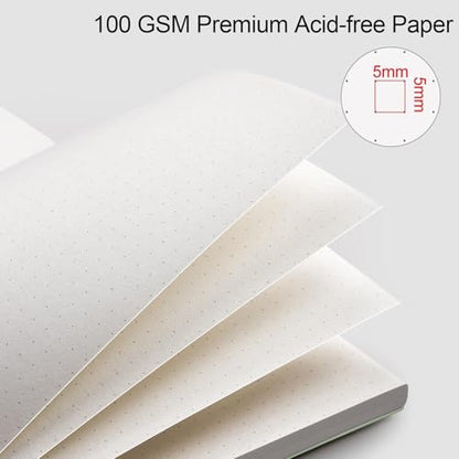 AHGXG Dotted Journal, Grid Spiral Notebook, 160 Pages, A5 (5.7" x 8.3") - color: Sage Green, style: A5-Dotted