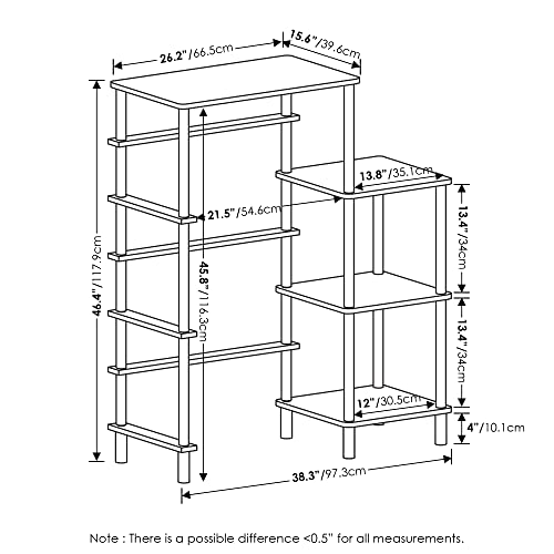 Furinno Turn-N-Tube Toolless 4-Tier Coffee Bar, French Oak Grey - color: French Oak Grey/Black, size: Fridge Space