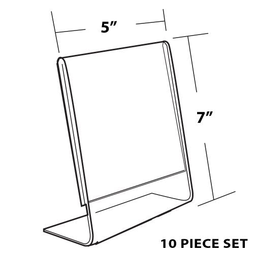 Azar 112722 5-Inch W by 7-Inch H L-Shaped Sign Holder, 10-Piece Set - size: 5 in W x 7 in H Vertical