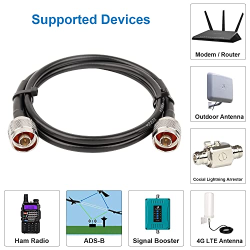 MOOKEERF KMR240 N Cable - 3FT Ultra Low Loss N Male to N Male Cable Pure Copper 50 ohm for 3G/4G/5G/LTE/ADS-B/Ham/GPS/WiFi/RF Radio to Antenna or Signal Booster Use - size: 3FT