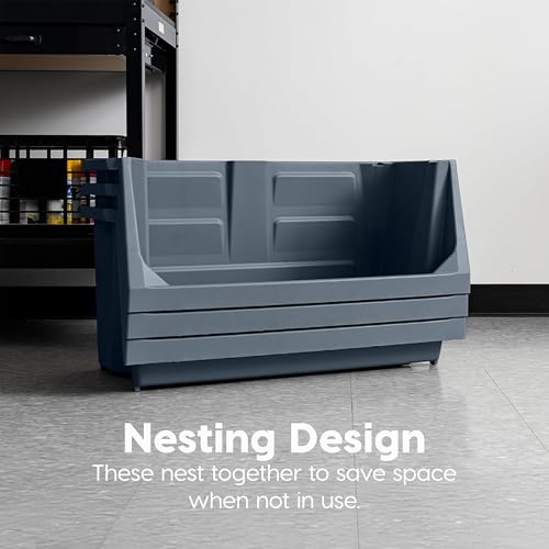 IRIS USA Open Front Storage Bins, Heavy Duty Stackable Bins, 3 Pack, Dark Gray - size: Jumbo - 3 Pack