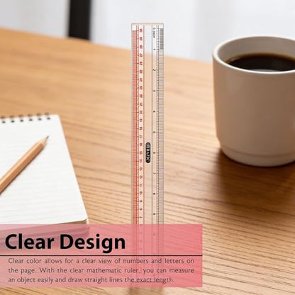 BAZIC Products Claro 12 in Clear Plastic Ruler, Inch & Metric, 24-Box - size: 24-Pack