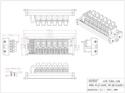 Screw Mount 6 Channel Paddle Switch DC Power Distribution Strip Module - style: Paddle Switch, Screw Mount