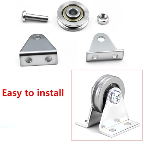 1/8" Cord Small Wire Rope Pulley Block Bearing, 23mm/1inch Wheel Bearings Wire Rope Guide Wheel for Lifting with Bracket, Load 260Lbs (L Bracket) - size: L Bracket