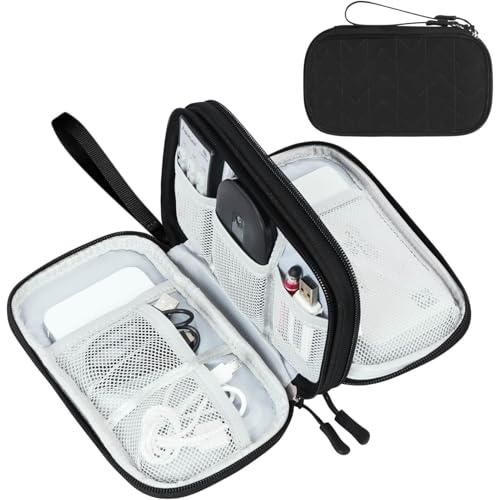 FYY Electronic Organizer, Travel Tech Pouch Bag, Medium, Black Quilted - color: Black Quilted, size: 8.3 x 5 x 2.6 inches
