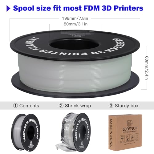 GEEETECH Glow in The Dark PLA Blue Purple Filament 1.75mm 1KG for Bambu AMS - color: 1kg Glow Blue Purple