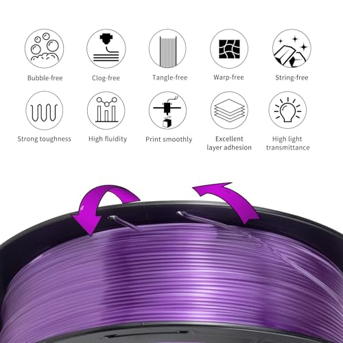 IEMAI PETG Filament 1.75mm, Transparent Lavender Purple 1kg - color: Transparent Lavender Purple
