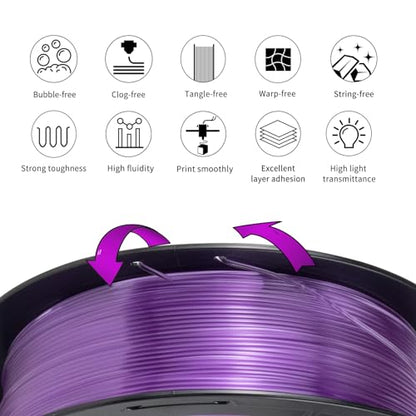 IEMAI PETG Filament 1.75mm, Transparent Lavender Purple 1kg - color: Transparent Lavender Purple