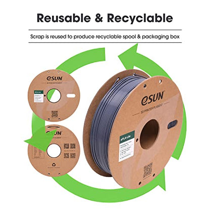 eSUN PLA Filament 1.75mm, High Toughness 3D Printer Filament Upgraded PLA Filament, Dimensional Accuracy +/- 0.03mm, 1KG Cardboard Spool (2.2 LBS) 3D Printing Filament for 3D Printers, Grey - color: Grey, size: PLA 1.75MM - 1KG
