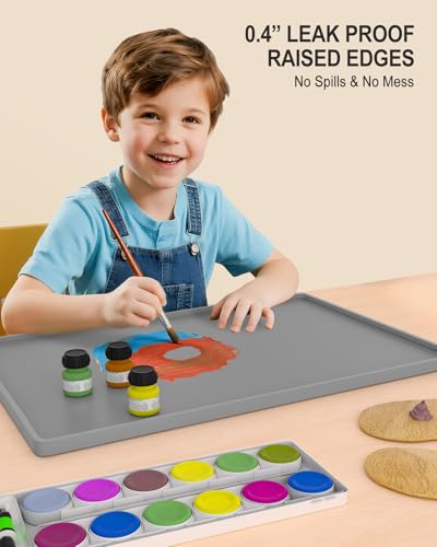 Silicone Art Mat for Crafts, 16" x 24" Waterproof Non-Slip Painting Mat - color: Gray, size: 16" x 24"