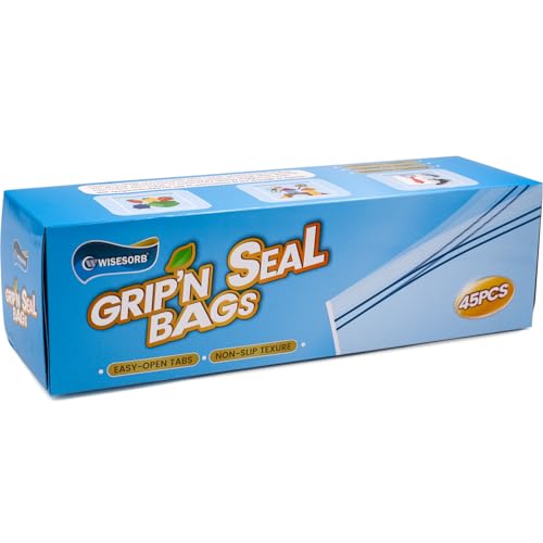 45 Count Grip 'n Sealed Bags for Storage, Double Sealing Strip，10.43" H * 10.82" W for 3D Keeping Filament Dry - color: 45 count