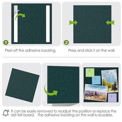 MaxGear Felt Bulletin Board 36" x 24", Dark Green Felt Wall Tiles Push Pins - color: Dark Green, size: 36" x 24"