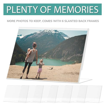 pbf 7x5 Acrylic Sign Holder Display | Clear Horizontal Slanted (6-Pack) - size: 6