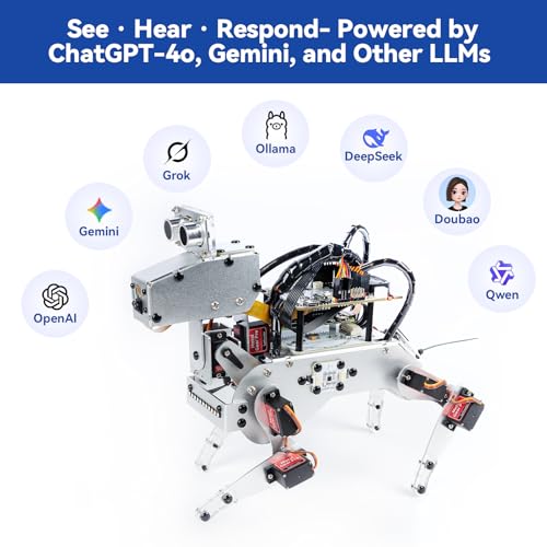 SunFounder AI Robot Kit with Raspberry Pi Zero 2 W+32G TF Card, ChatGPT-4o Enabled with Voice Command & Video Recognition, App Control, FPV, 12 Servos, Gyroscope, Camera, Mic - color: PiDog + Zero 2 W + 32G TF Card
