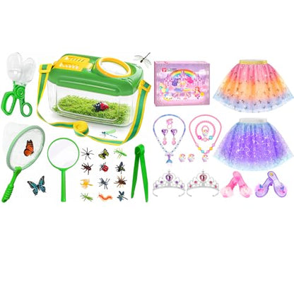 17 PCS Bug Catching Kit Bug Catcher for Kids, Princess Dress Up Shoes Set