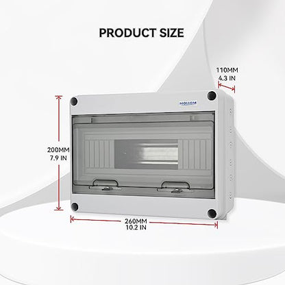MOLLOM 12 Way Circuit Breaker MCB Distribution Protection Box - color: HT, size: 12Way | 260x110x200 MM