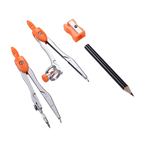 Vobou 10 pcs Math Geometry Set Student Supplies,Compass Kit Set (Orange） - color: Orange