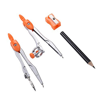 Vobou 10 pcs Math Geometry Set Student Supplies,Compass Kit Set (Orange） - color: Orange
