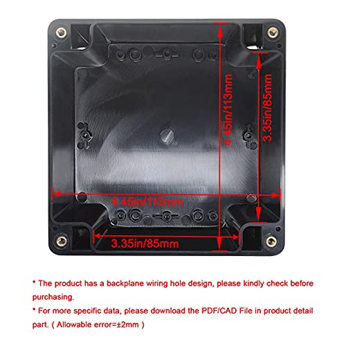 LeMotech ABS Plastic Electrical Project Case Power Junction Box, Project Box Black 4.7" x 4.7" x 3.5" (120 x 120 x 90 mm)(Pack of 1) - color: Black (1 pack), size: 4.7" x 4.7" x 3.5"