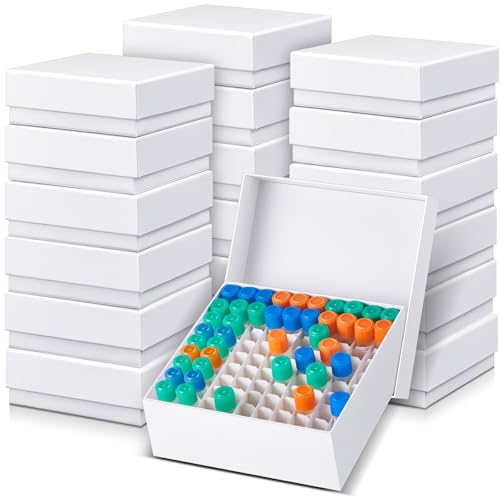 Teenyyou 18 Pcs 100 Wells Cardboard Freezer Box for 1.5-2.0ml Tubes, White - color: White, size: 100 Wells, 1.5-2.0 ml