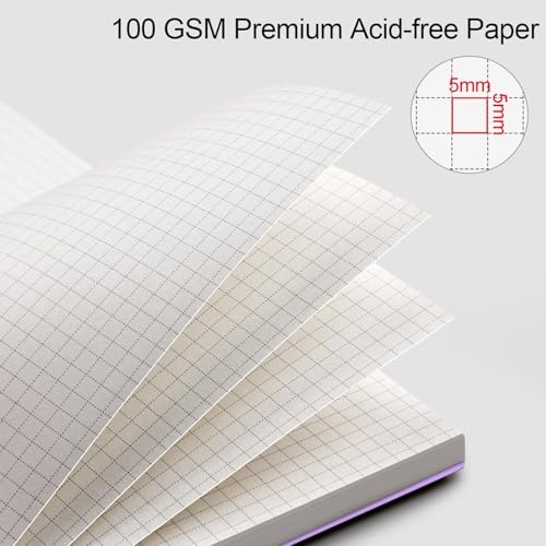 AHGXG Spiral Graph Paper Notebook, 110 Pages, A4 (8.5" x 11") - color: Purple, style: A4-Graph