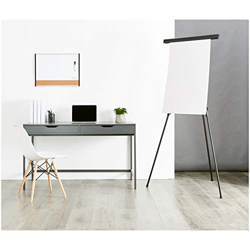 Amazon Basics High Boardroom Height Adjustable Flipchart Whiteboard and Display Easel Stand for Paper Pads and Signage, Portable, Collapsible Telescope Tripod, 37 x 18 x 28 in, Black - style: Heavy Duty Board Easel