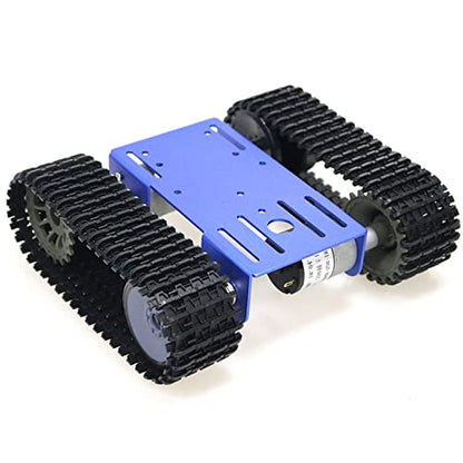 SmaringWing DIY Tracked Robot Chassis Smart Tank Car Chassis Kit with 2pcs Motor, Caterpillar Moving Robotic Tank Platform with Plastic Tracks for Arduino Raspberry Pie Microbit Python Steam (Blue) - color: Blue