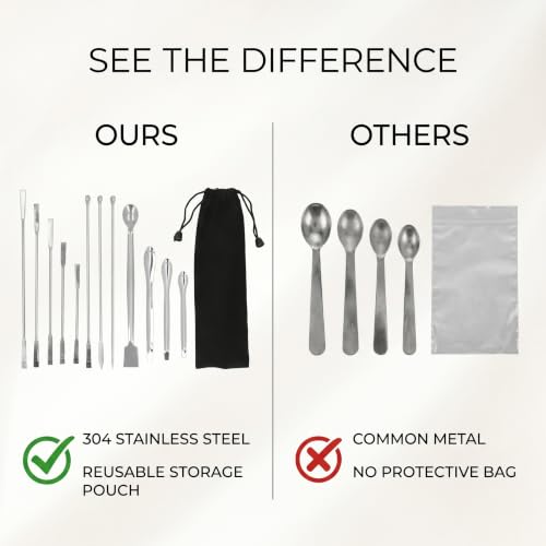 Generic 12Pcs Laboratory Spatula, Stainless Steel Micro Scoop with Dual Head Design for Experiment and Home Use, Includes Storage Bag