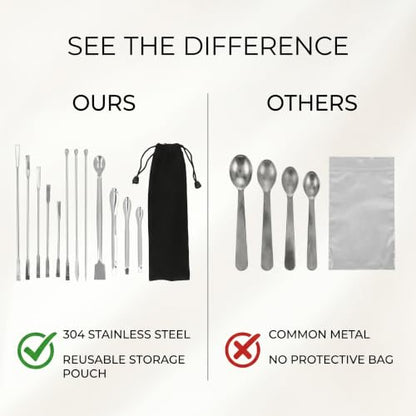 Generic 12Pcs Laboratory Spatula, Stainless Steel Micro Scoop with Dual Head Design for Experiment and Home Use, Includes Storage Bag