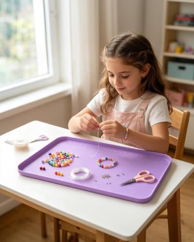 Silicone Art Mat for Crafts with Raised Sides to Stay Tidy, 19" x 12" - color: Puple, size: 19"x12"